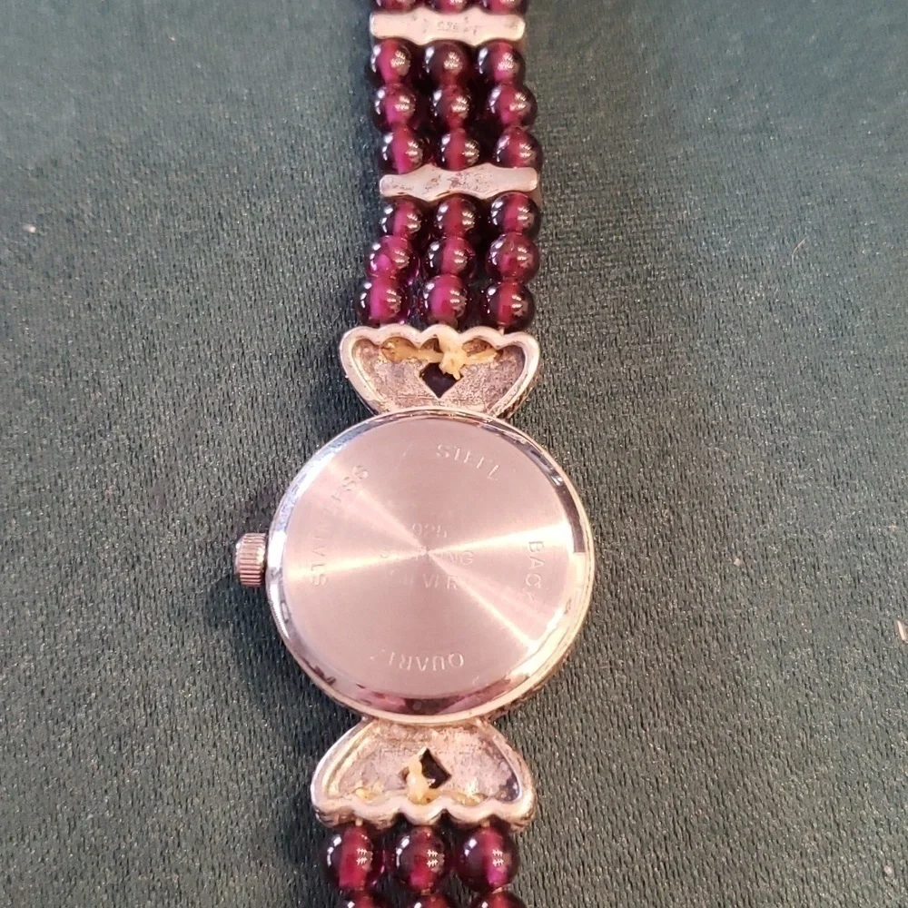 Victorian Garnet And Rhinestone watch Bohemian And Vintage Style - Picture 6 of 7